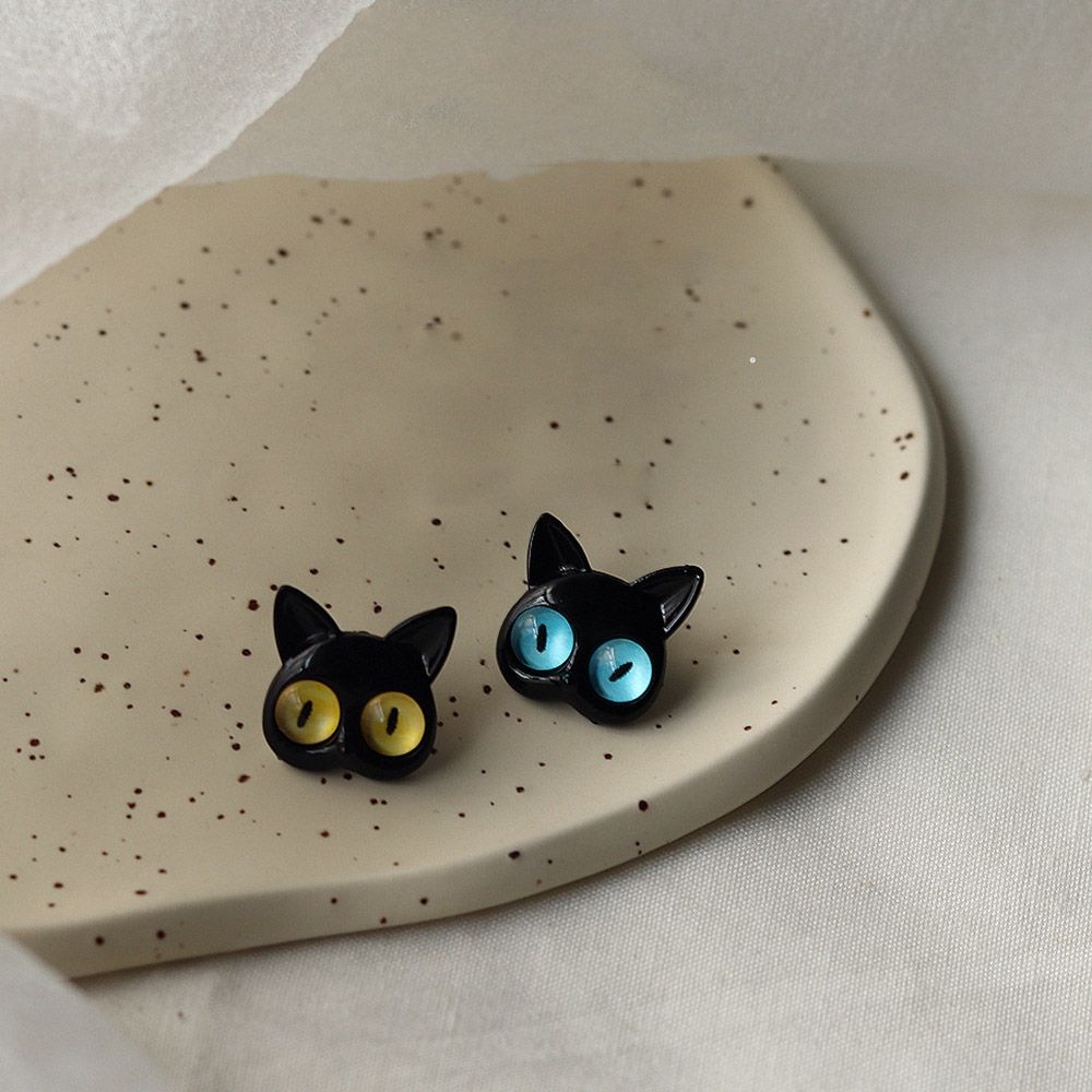 Black Cat Stud Earrings - Cat earrings