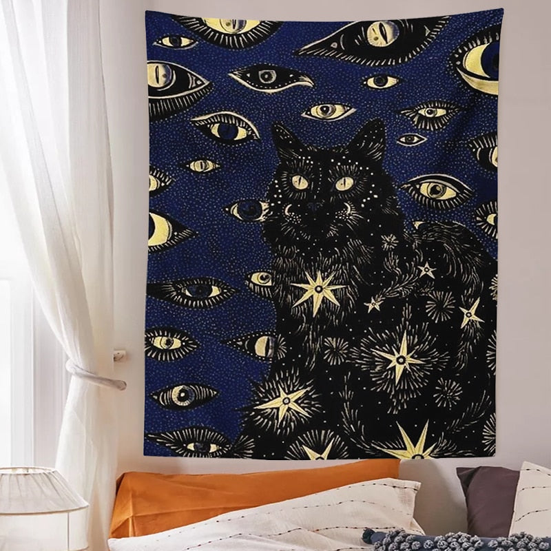 Black Cat Tapestry - Cat Tapestry