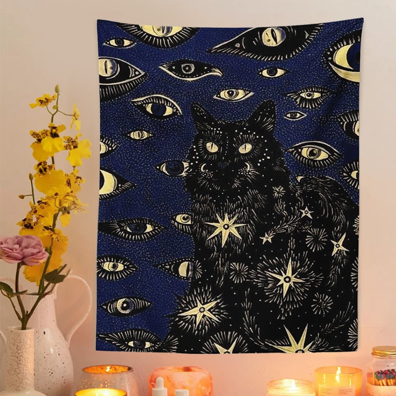 Black Cat Tapestry - Cat Tapestry