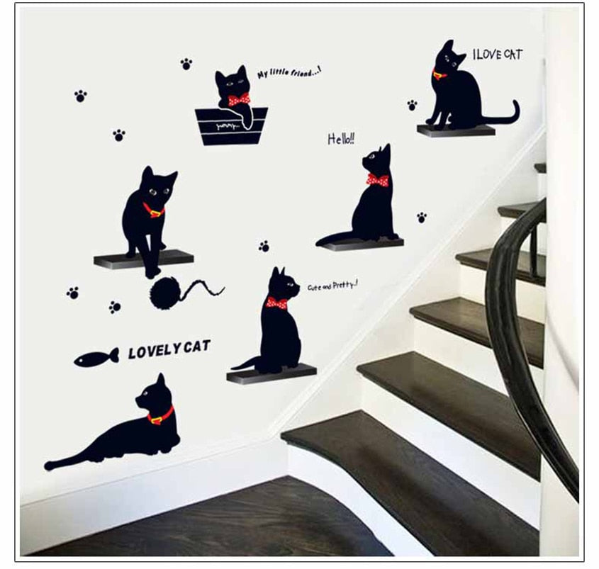 Black Cat Vinyl Sticker — The Little Red House