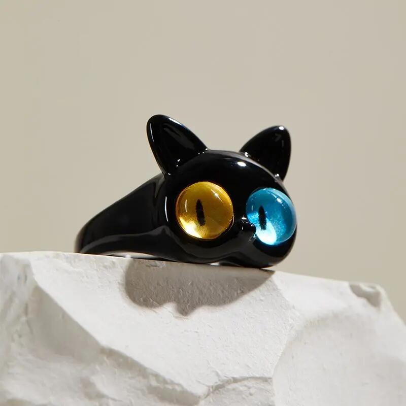Black Cats Eye Ring - cat rings