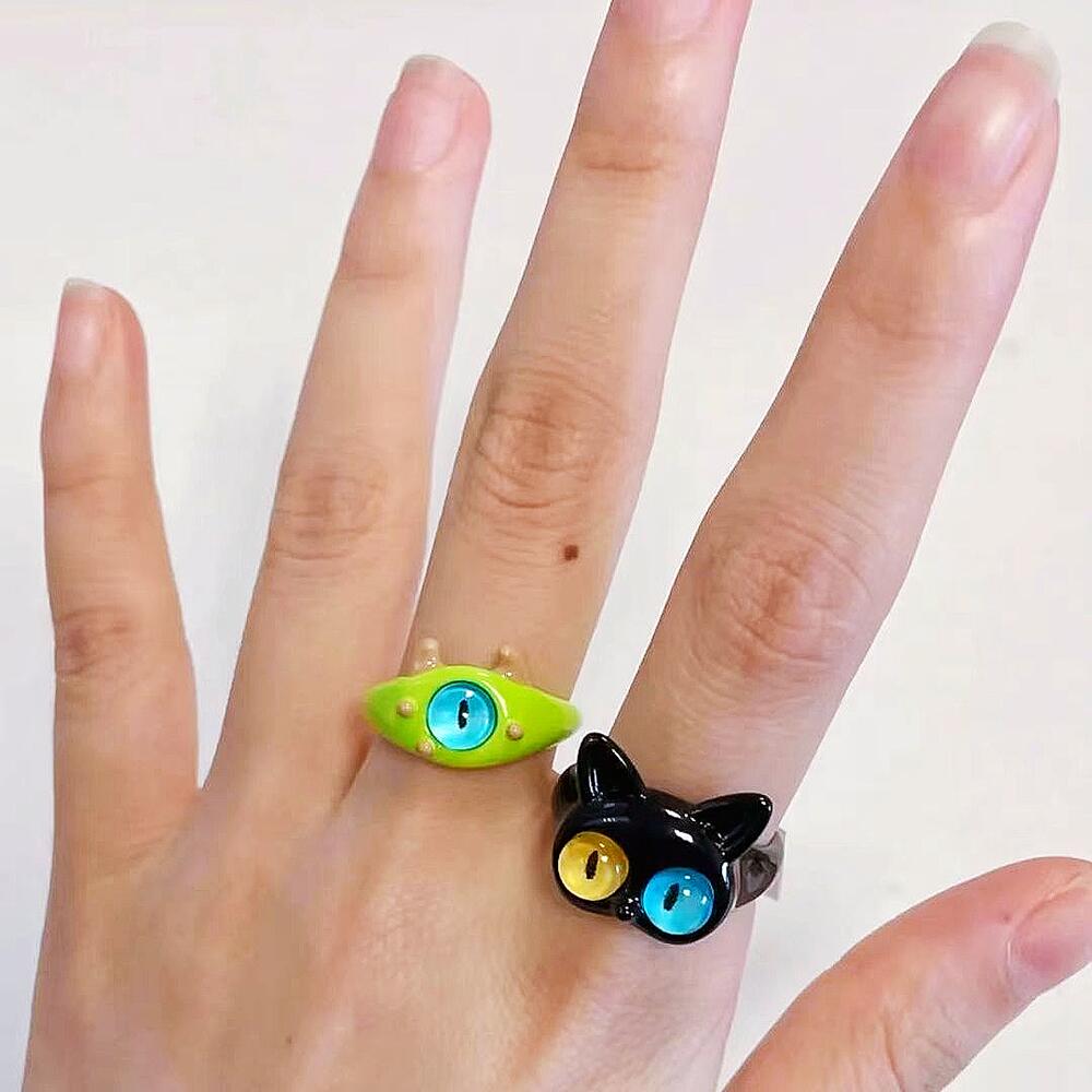 Black Cats Eye Ring - cat rings