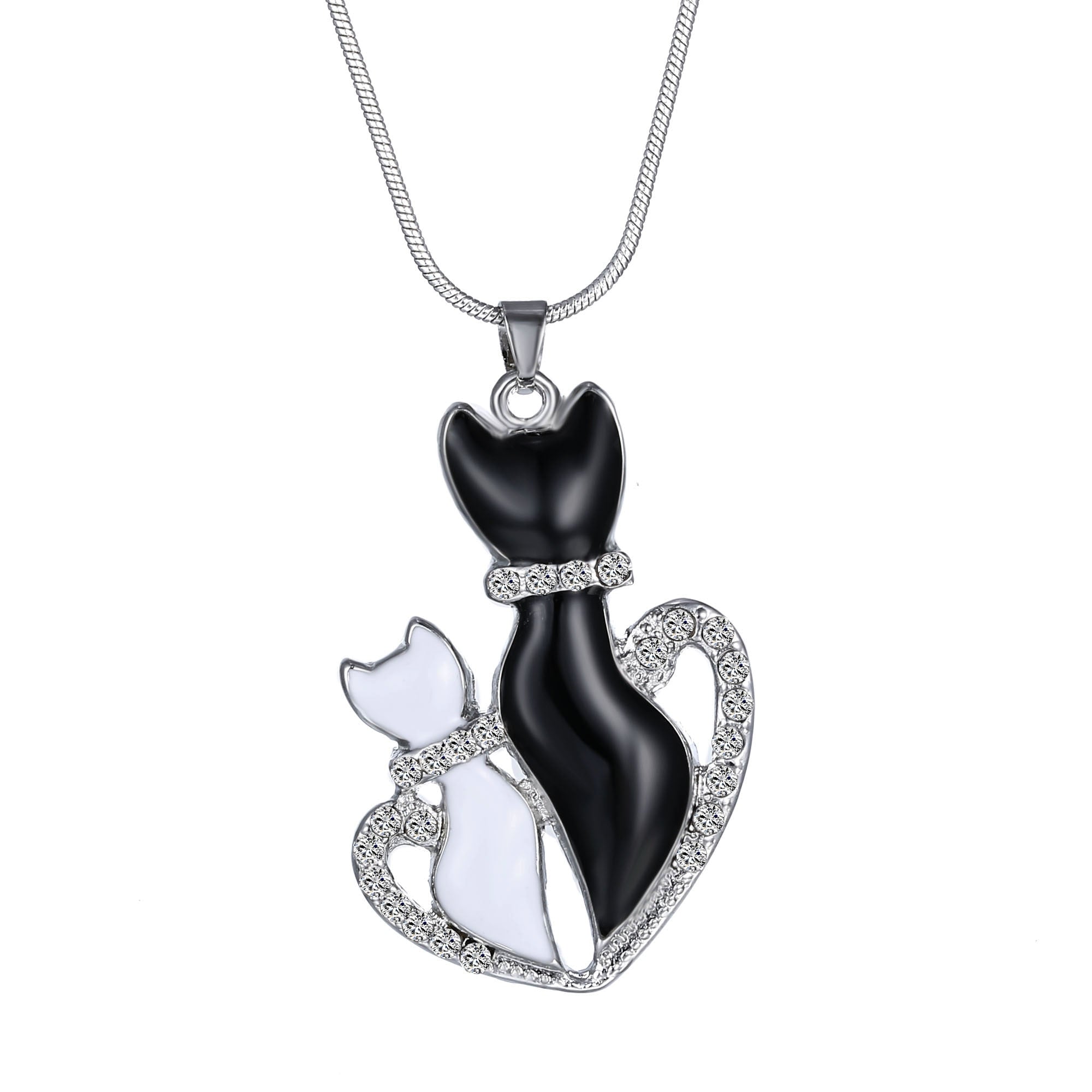 Black Diamond Cat Necklace - Cat necklace