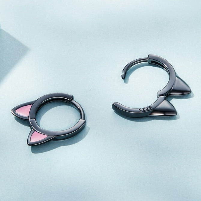 Black Pink Cat Earrings - Cat earrings