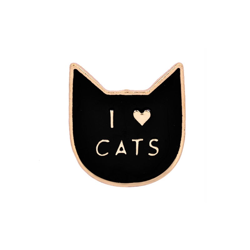 Black White Cats Enamel Pins - I LOVE CATS