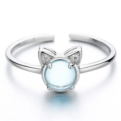 Blue Cats Eye Ring - cat rings