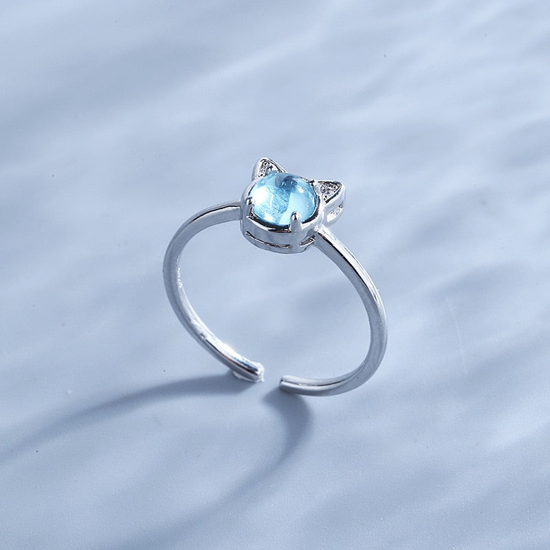 Blue Cats Eye Ring - cat rings