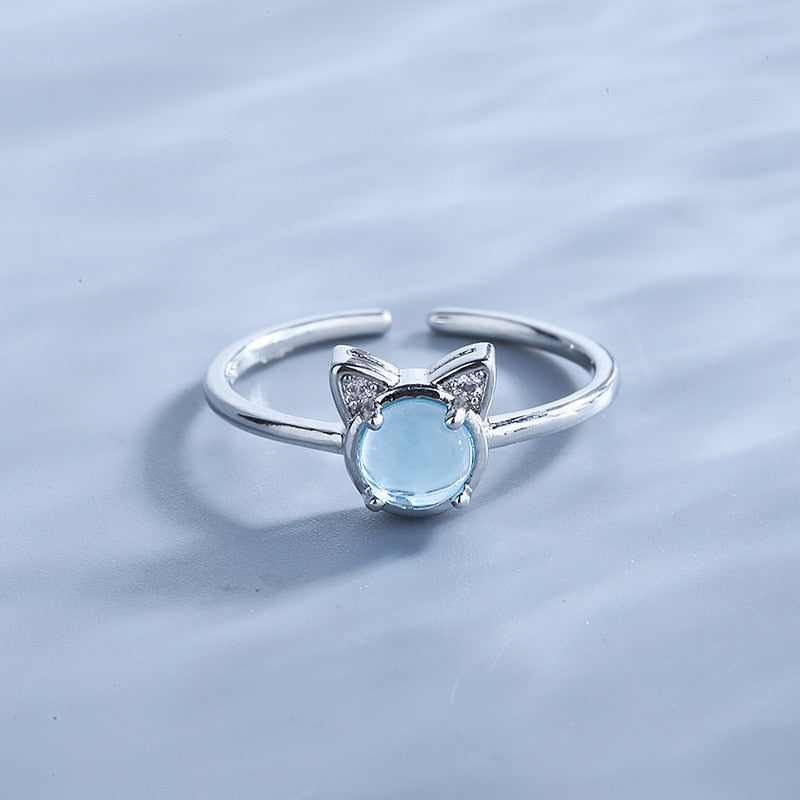 Blue Cats Eye Ring - cat rings