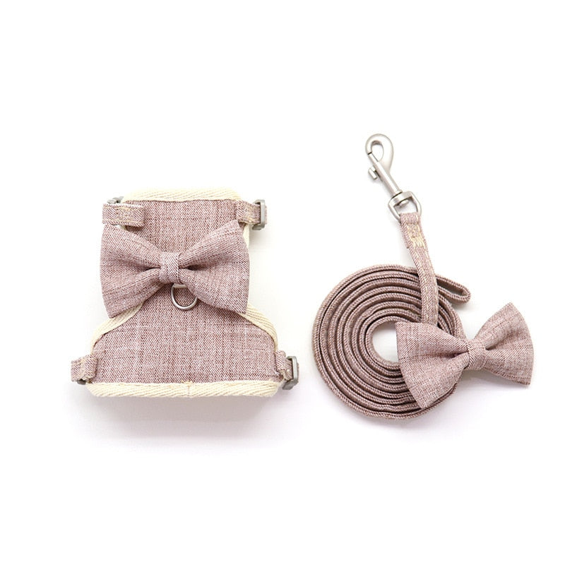 Bow Cat Collar and Leash - Dark Brown / S - cat harness