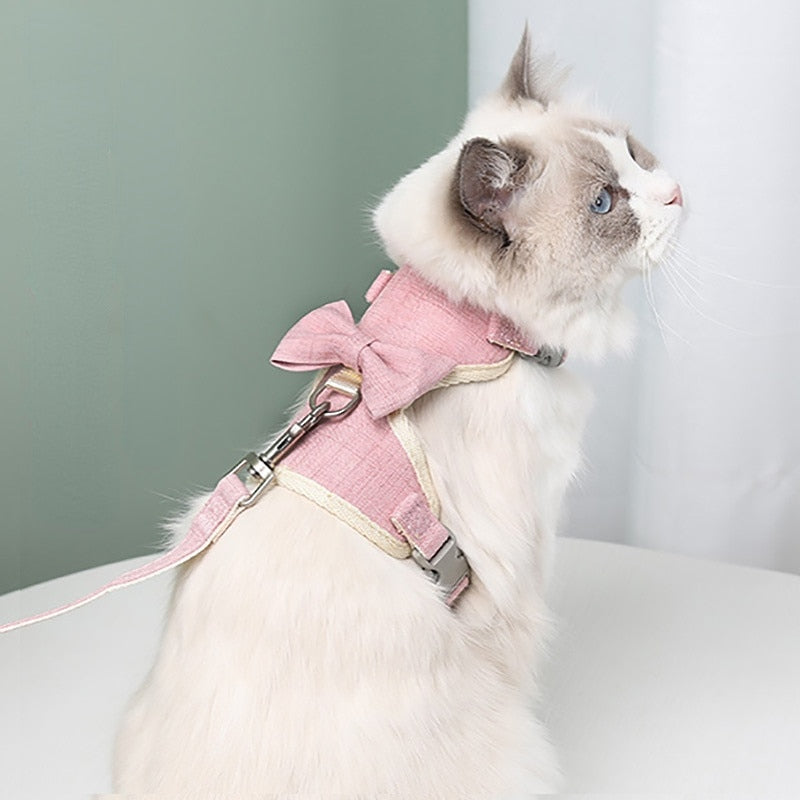 Bow Cat Collar and Leash - cat harness leash