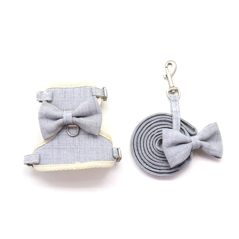 Bow Cat Collar and Leash - Gray / S - cat harness leash