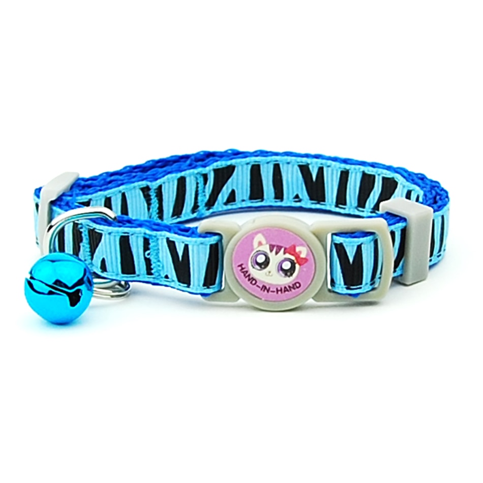 Breakaway Cat Collars - Blue Zebra Grain / Width 1.0cm - Cat