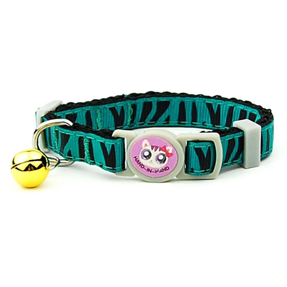 Breakaway Cat Collars - Green Zebra Grain / Width 1.0cm -