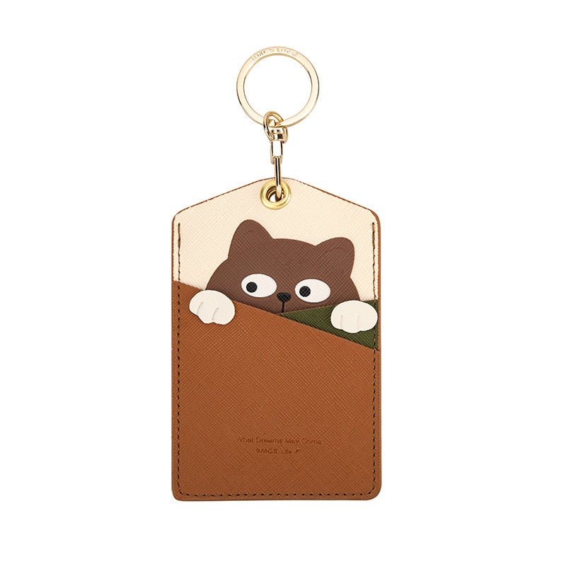 Card Holder Cat Keychain - Coffee - Cat Keychains