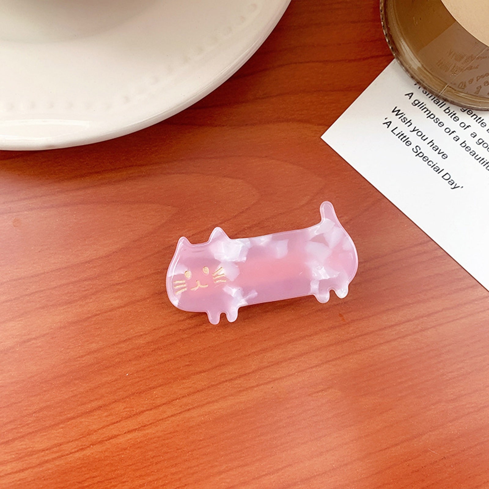 Cartoon Cat Hair Clip - Pink - Cat hair clips