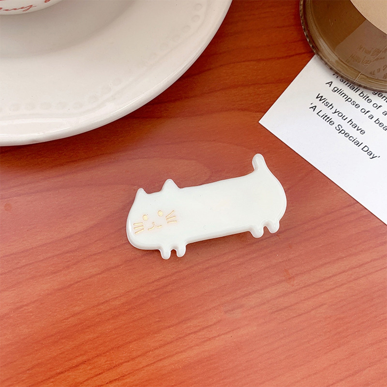Cartoon Cat Hair Clip - Beige - Cat hair clips