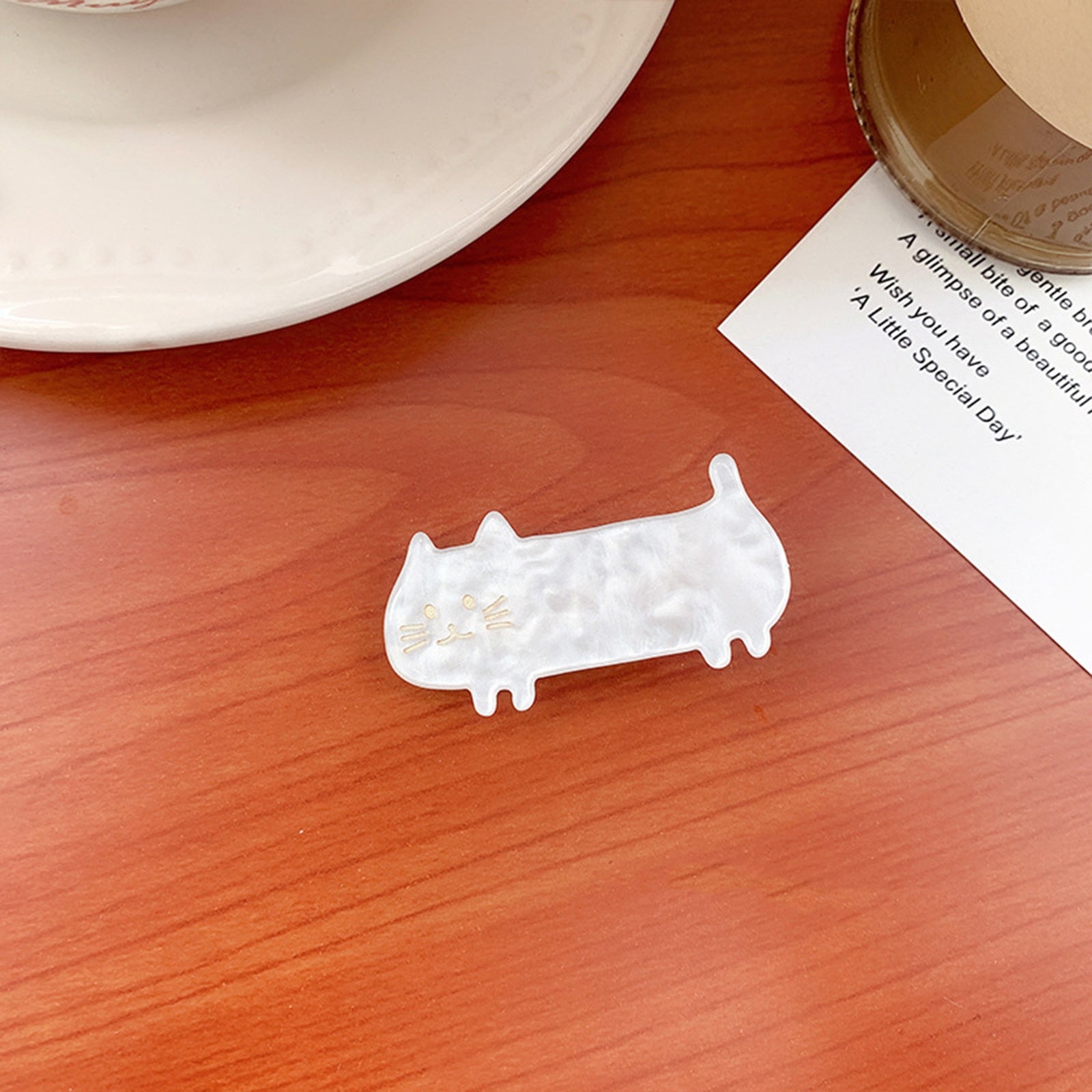 Cartoon Cat Hair Clip - White - Cat hair clips