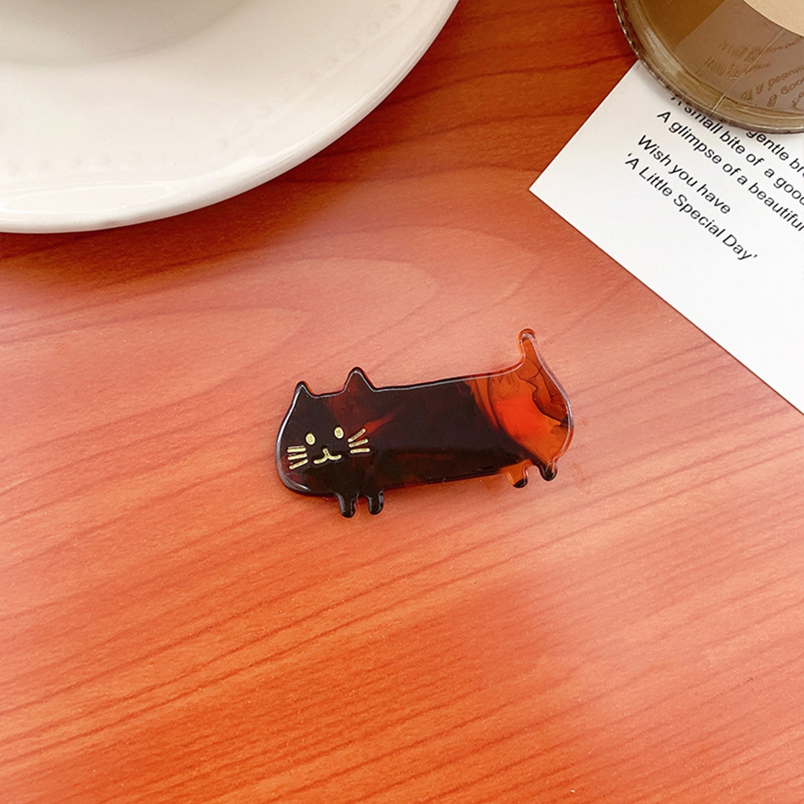 Cartoon Cat Hair Clip - Brown - Cat hair clips