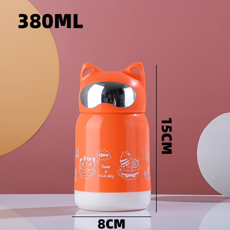 Cartoon Cat Thermos - 380ml / Orange