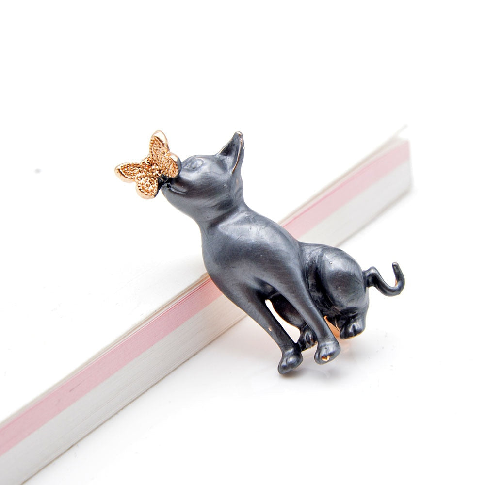 Cat And Butterfly Brooch - Cat And Butterfly Brooch