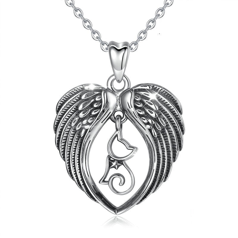 Cat Angel Necklace - 20 Inch - Cat necklace