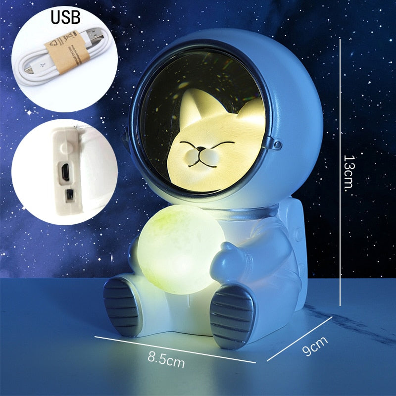 Cat Astronaut Night Light - Cat USB Charging - Cat Astronaut