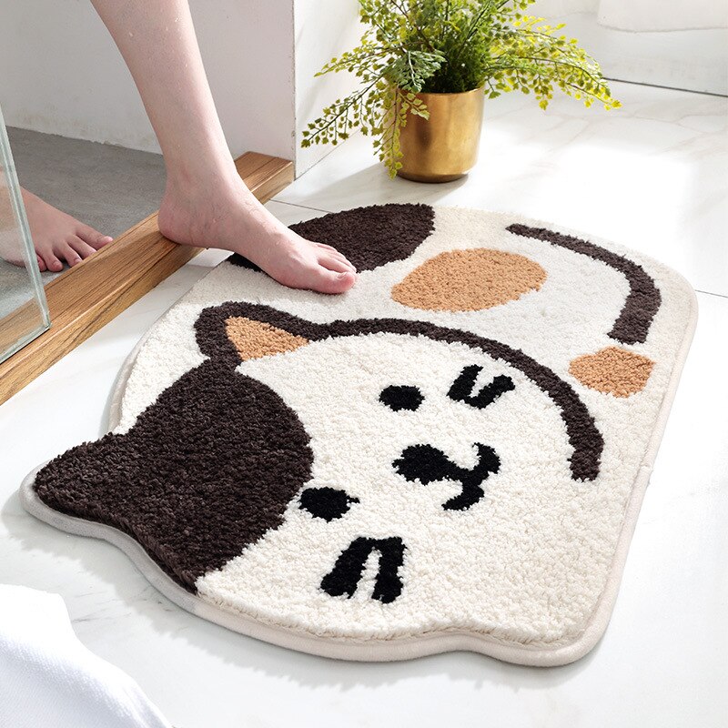 Cat Bathroom Rug - White / 45x65cm