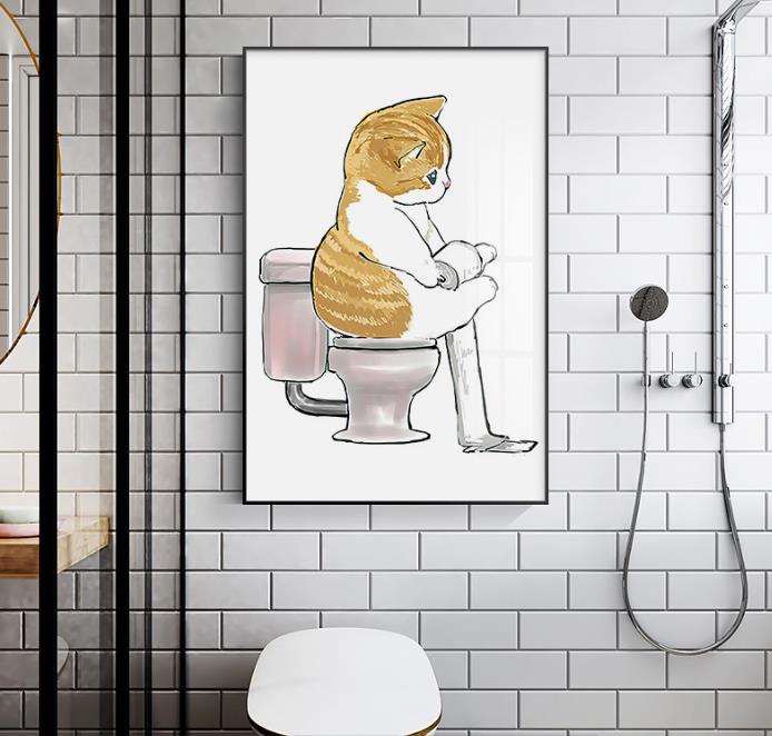 Cat Bathroom Wall Art