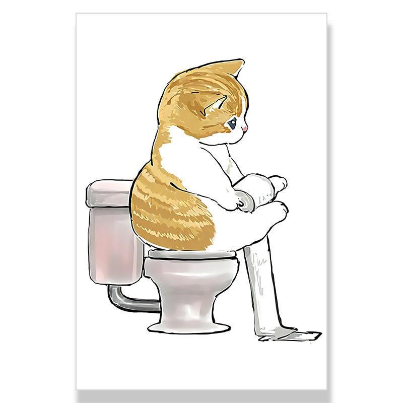 Cat Bathroom Wall Art - 10x15cm no frame / Tissue