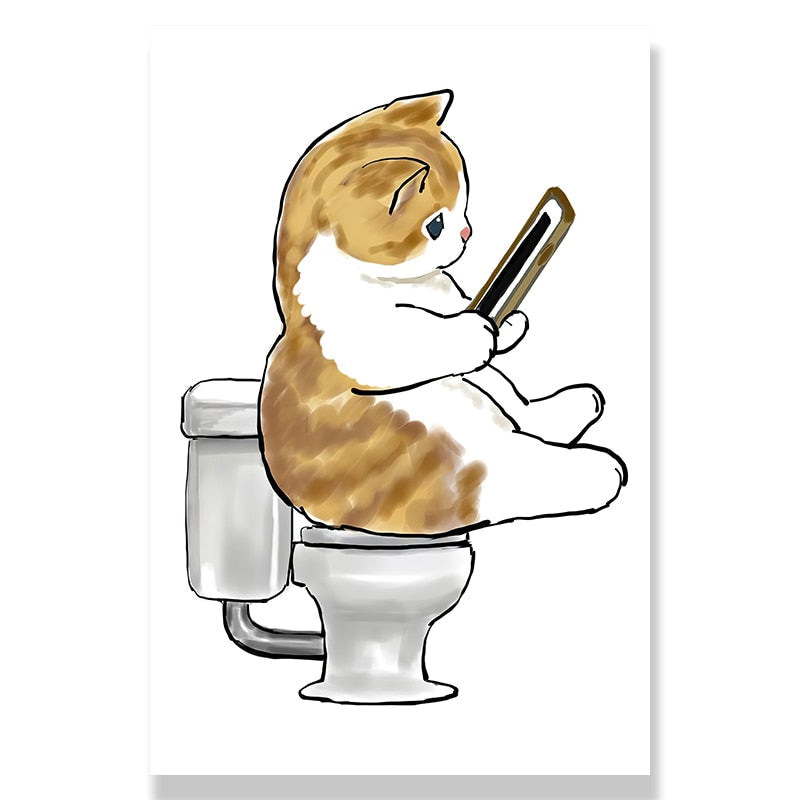 Cat Bathroom Wall Art - 10x15cm no frame / Phone