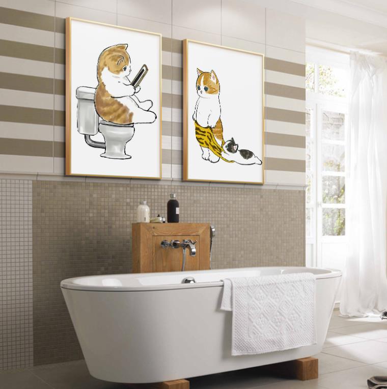 Cat Bathroom Wall Art