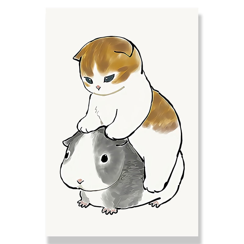 Cat Bathroom Wall Art - 10x15cm no frame / Rat