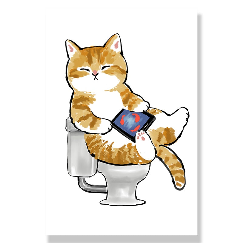 Cat Bathroom Wall Art - 10x15cm no frame / What