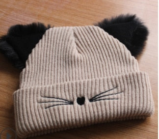 Cat Beanie - Beige / One Size - Cat beanie