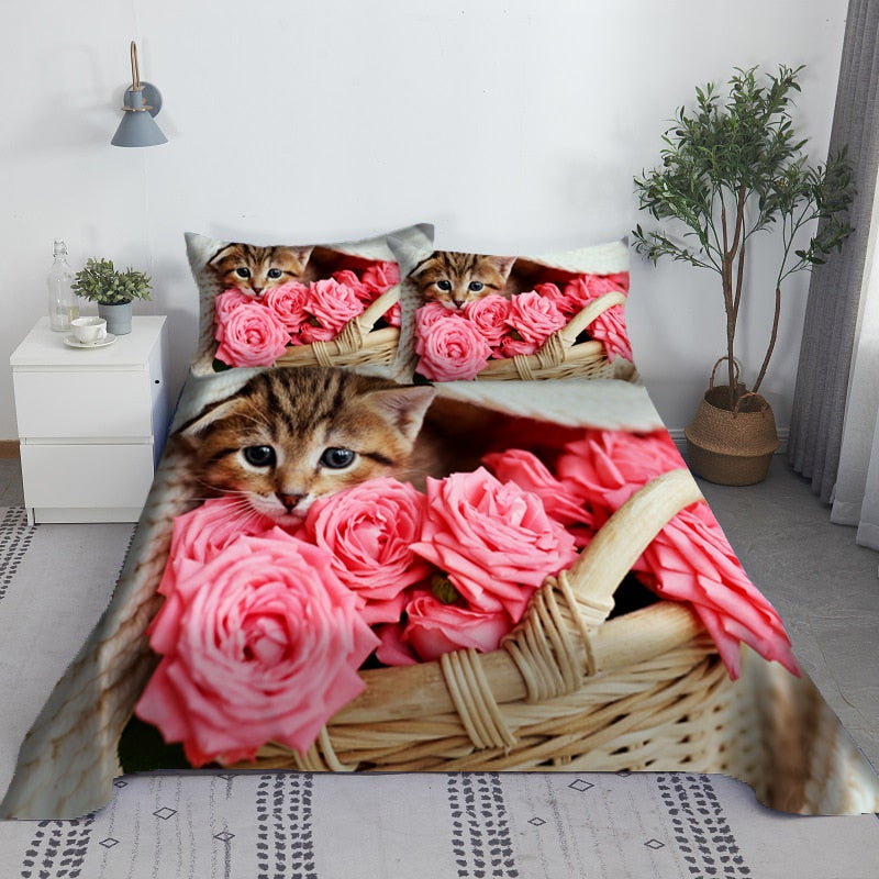 Cat Bedding Set - Pink / 110X230cm(2Pcs)