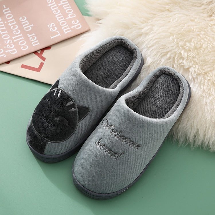 Cat Bedroom Slippers - Gray / 6 - Cat slippers