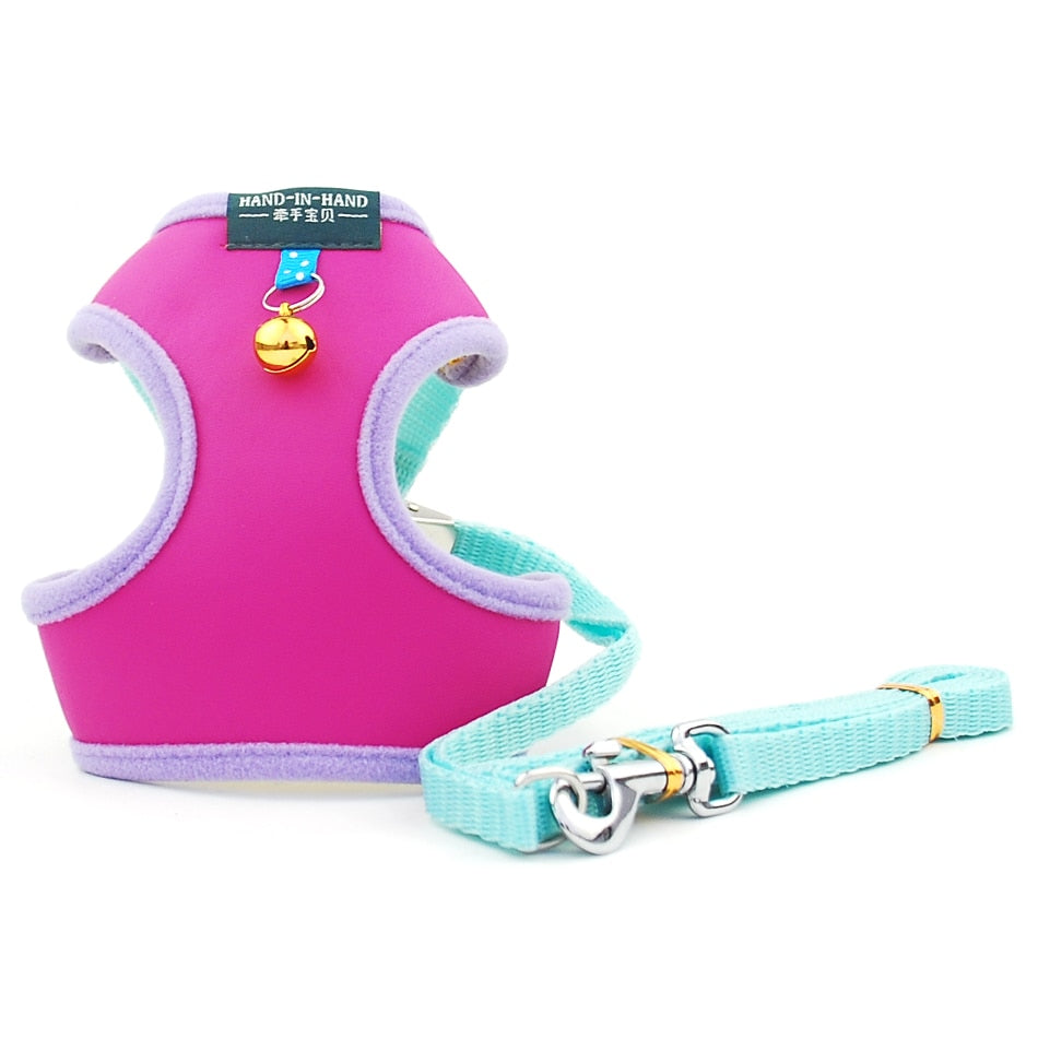 Cat Bell Walk Harness - Rose Sets / S - cat harness leash