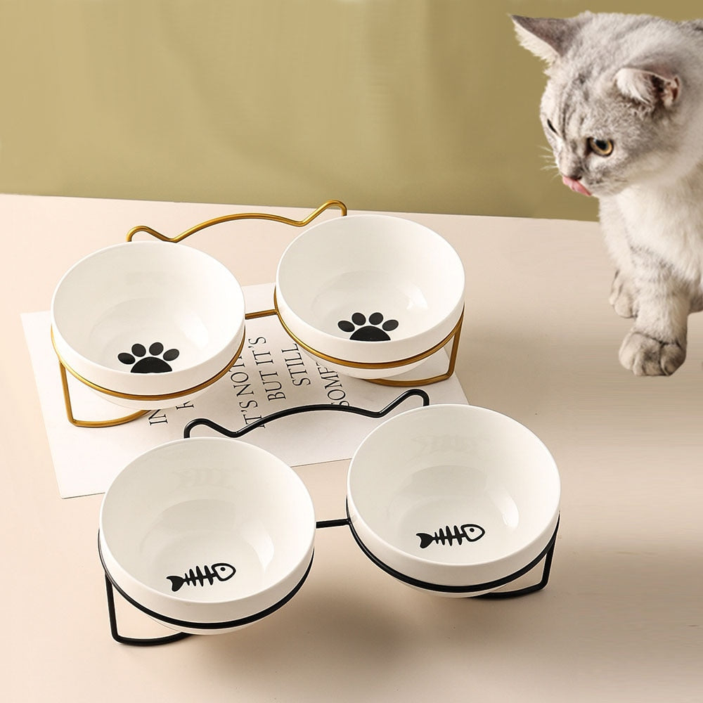 Cat Bowls with Stand - Cat Bowls