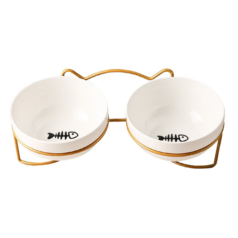 Cat Bowls with Stand - Gold Fish - Cat Bowls