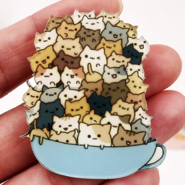 Cat bucket pins - Rhodium Plated