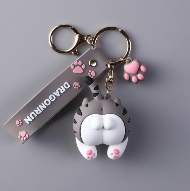 Cat Butt Keychain - Gray - Cat Keychains