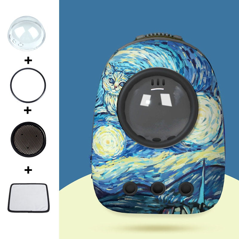 Cat Carrier Backpack for Large Cat - Starry sky - Cat