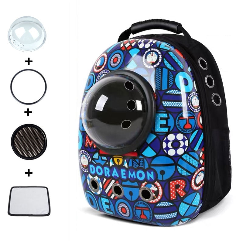 Cat Carrier Backpack for Large Cat - Jingle cat blue - Cat