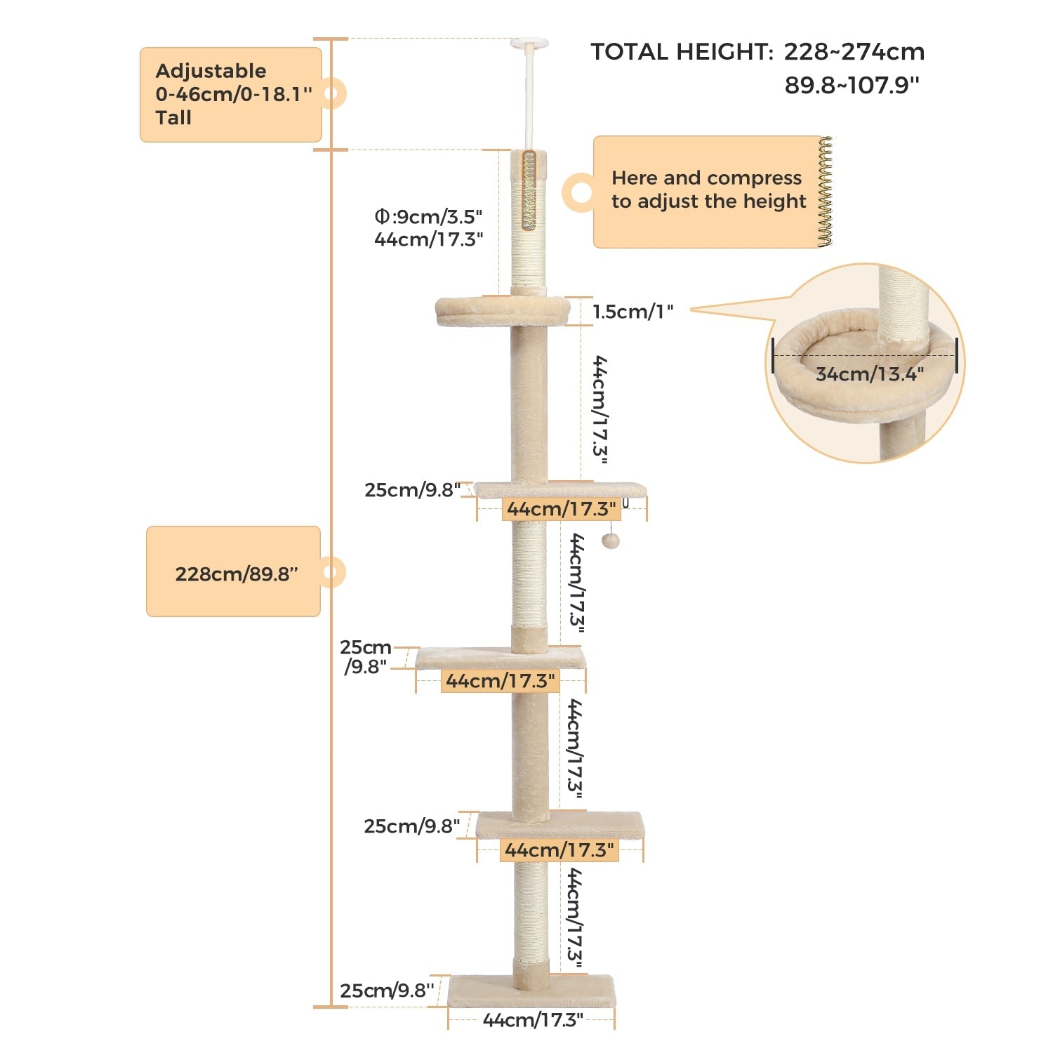 Cat Climber Tree - Beige / United States