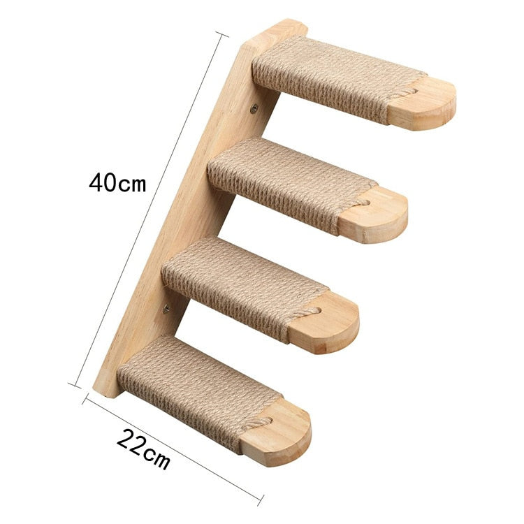 Cat Climbing Wall Platform - cat stairs-left