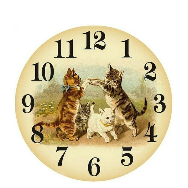 Cat Clock Diamond Painting - Beige / Square Drill 15x15cm