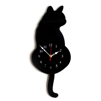Cat Clock with Moving Tail - Black / United States