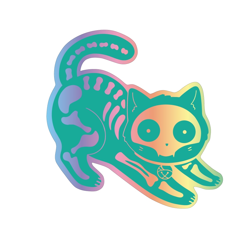 Cat Computer Stickers - Turquoise / China / 10cm x 10cm