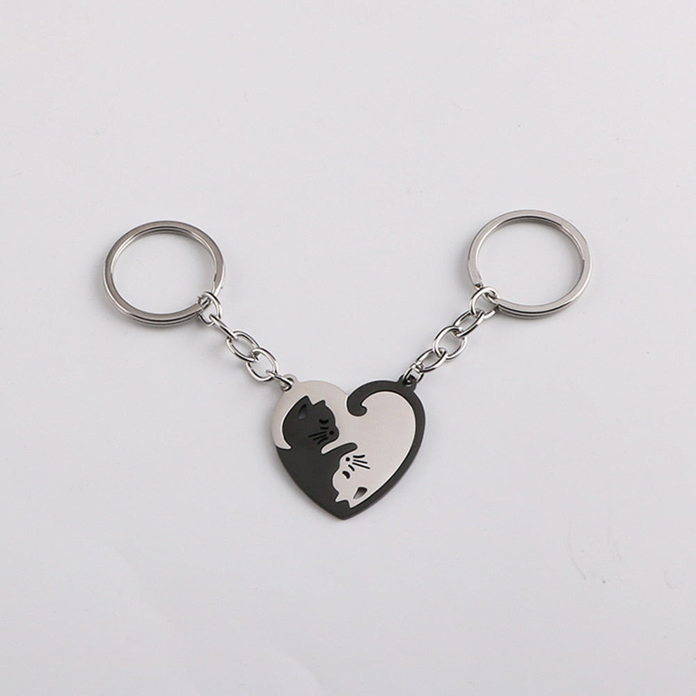 Cat Couple Keychain - Black - Cat Keychains