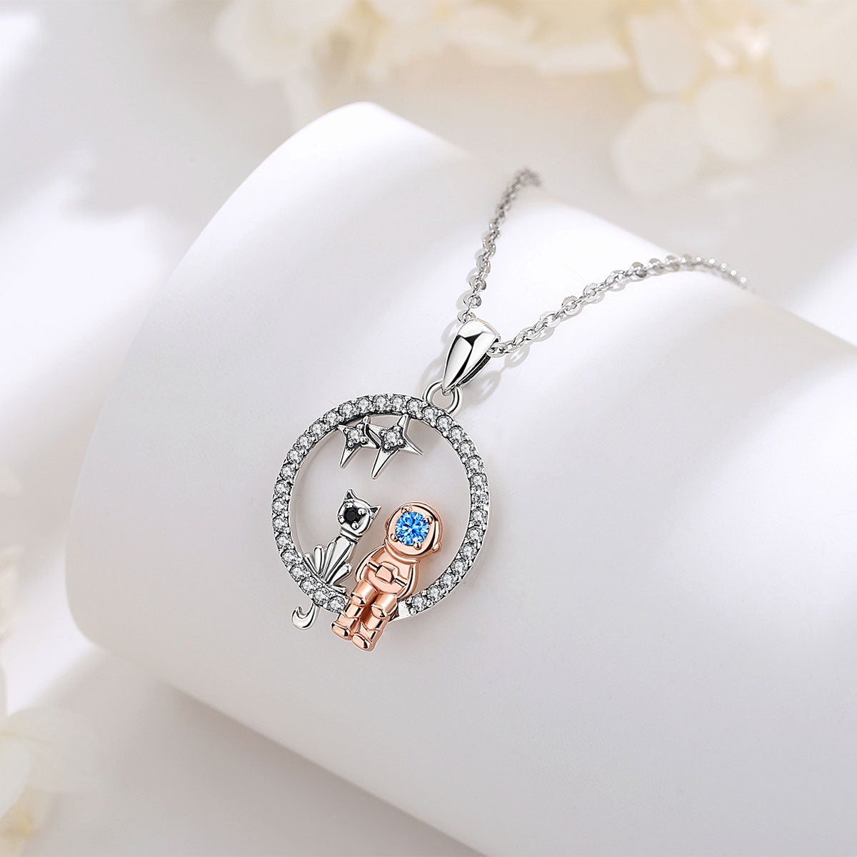 Cat Diamond Necklace - Cat necklace